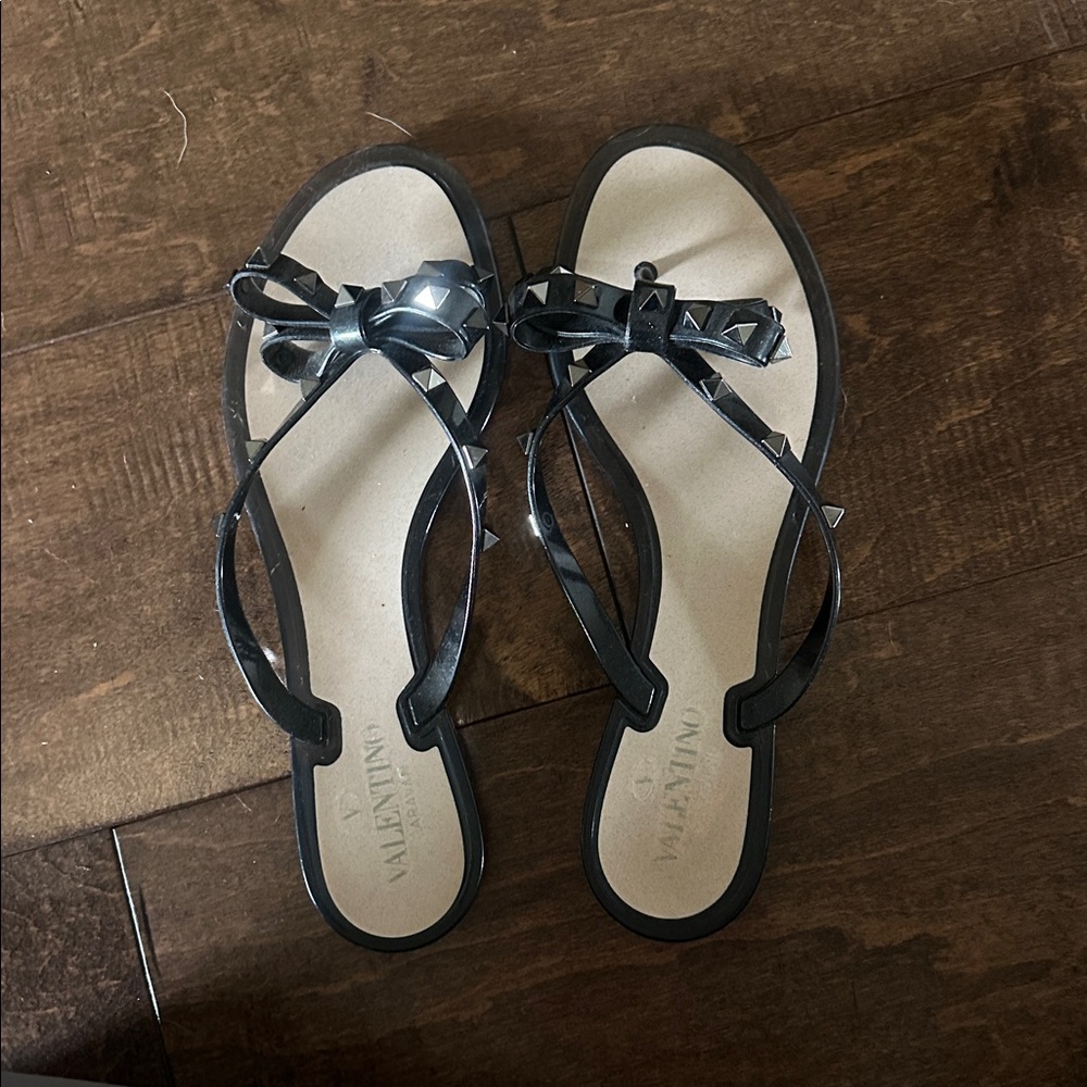 Valentino Black Studded Sandals
